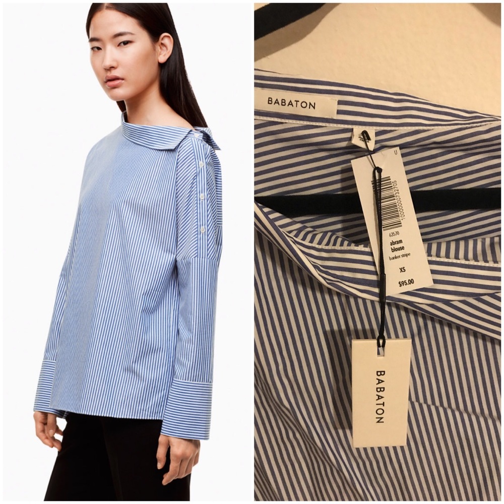 Aritzia Babaton Abram Blouse: Banker Stripe